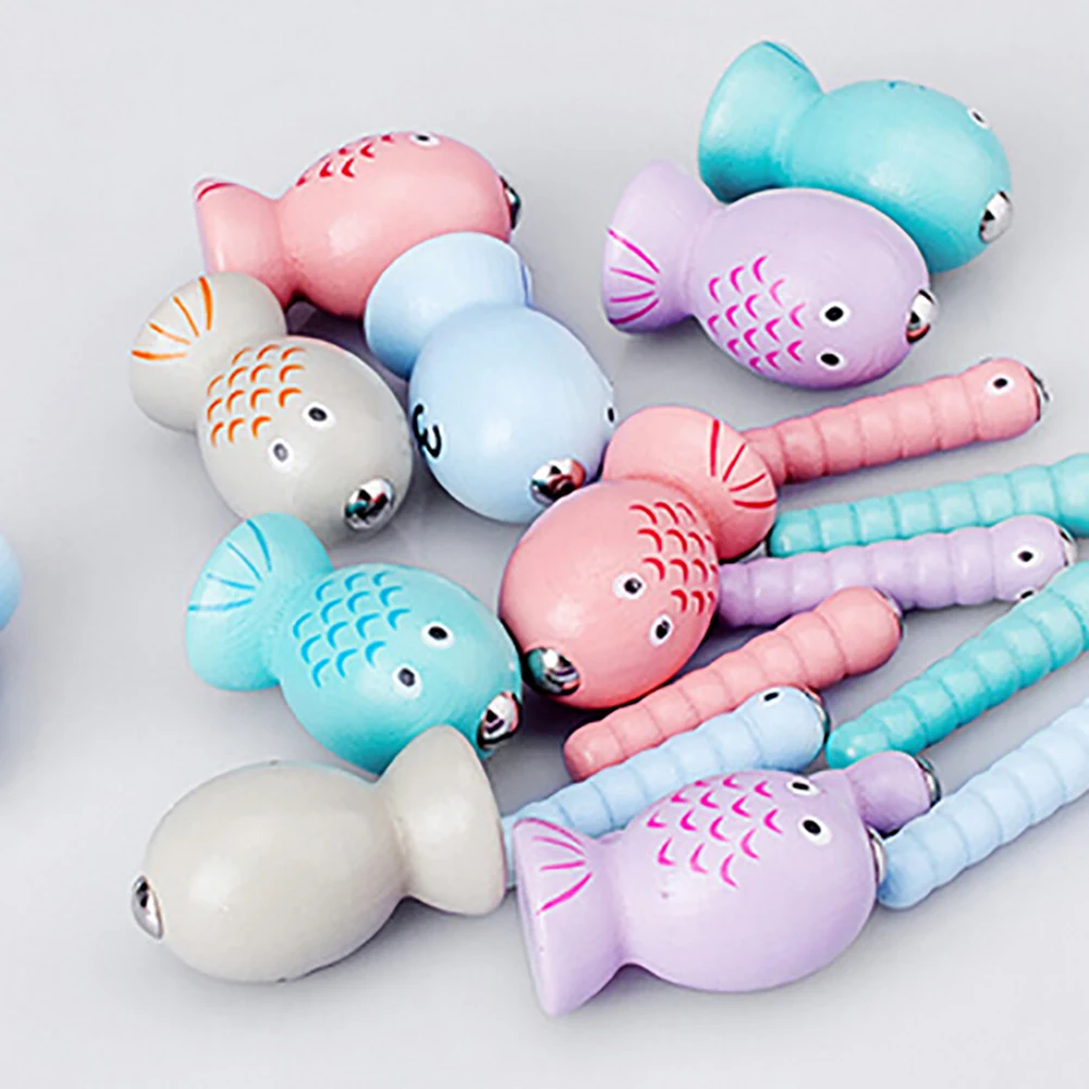 Деревянная игрушка для рыбалки, обучающая игрушка-головоломка для малышей, детская деревянная Магнитная игра для рыбалки, набор игрушек для детей