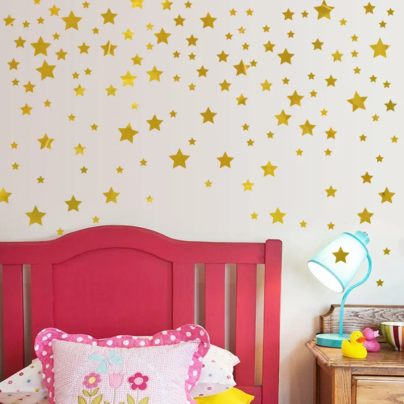 Nordic style Golden stars Wall Sticker DIY Wall Decals for kids children bedroom home decor Luminous effect Stickers