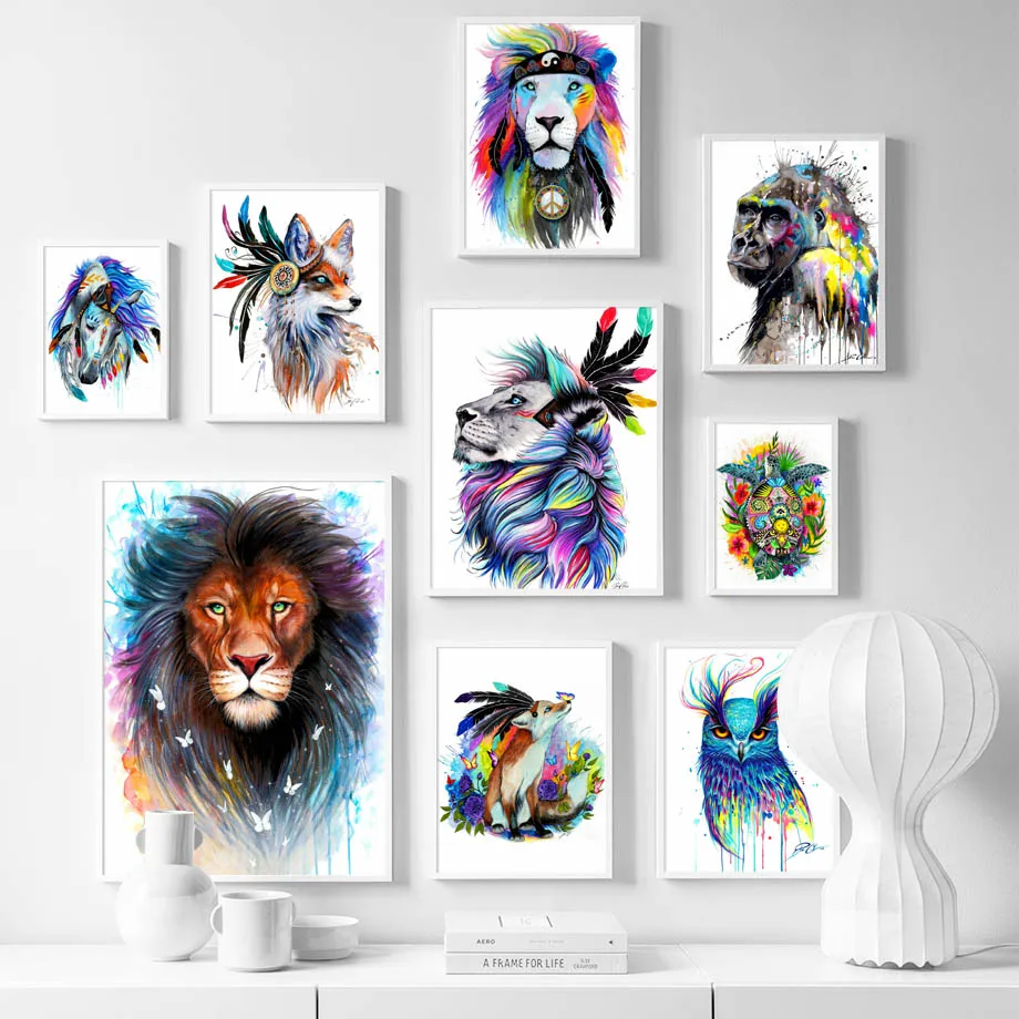 

Lion Fox Owl Turtle Tiger Horse Nordic Posters And Prints Wall Art Canvas Painting Animal Wall Pictures For Kids Room Home Decor