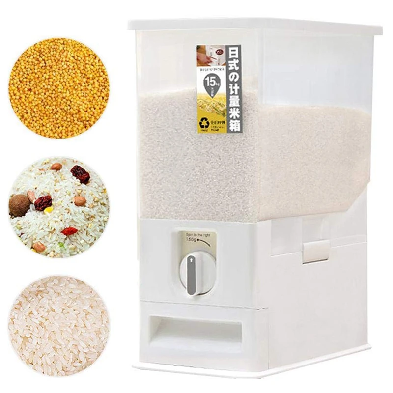 

TOP!-Rice Dispenser, Rice Storage Container, Rice Bin Container, Measureable Rice Cylinder, 15KG Capacities of Rice