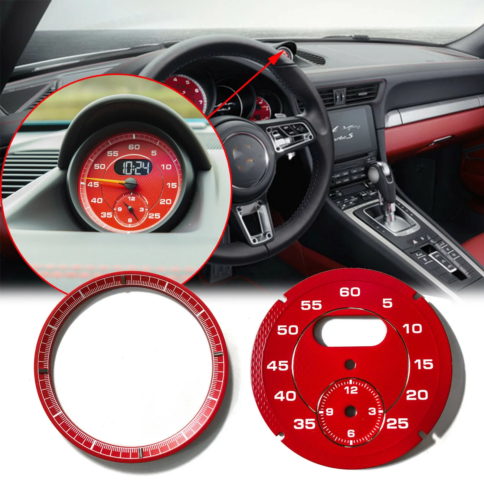 Red Dial Clock Gauge Chrono For Porsche Cayman 911 Macan Cayenne Boxster Panamer Code Readers