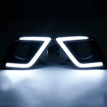 

New Led Daytime Running Light For Toyota vigo Hilux 2015 2016 Car Drl Front Bumper Drive And Turn Signal Lamp White Yellow