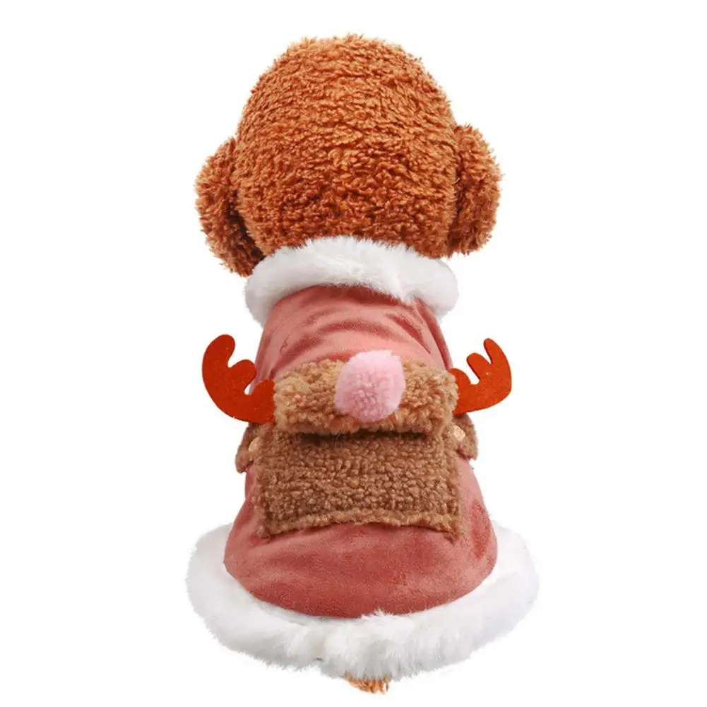 

Pet Winter Cartoon Dog Cat Christmas Elk Warm Soft Clothes Cloak Coat Apparel Cartoon Plush Dog Clothes For Small Medium French