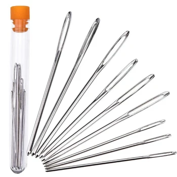 

9pcs Large Eye Needles DIY Crafts Tools Stainless Steel Cross Stitch Knitting Yarn Sewing Accessories Hand Crochet Hook Set Kit