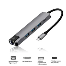 USB концентраторы Heat-5in1 концентратор USB Type C 4K Hdmi USB C a Gigabit Ethernet RJ45 LAN адаптер для компьютера ноутбук Настольный ПК 19OCT31