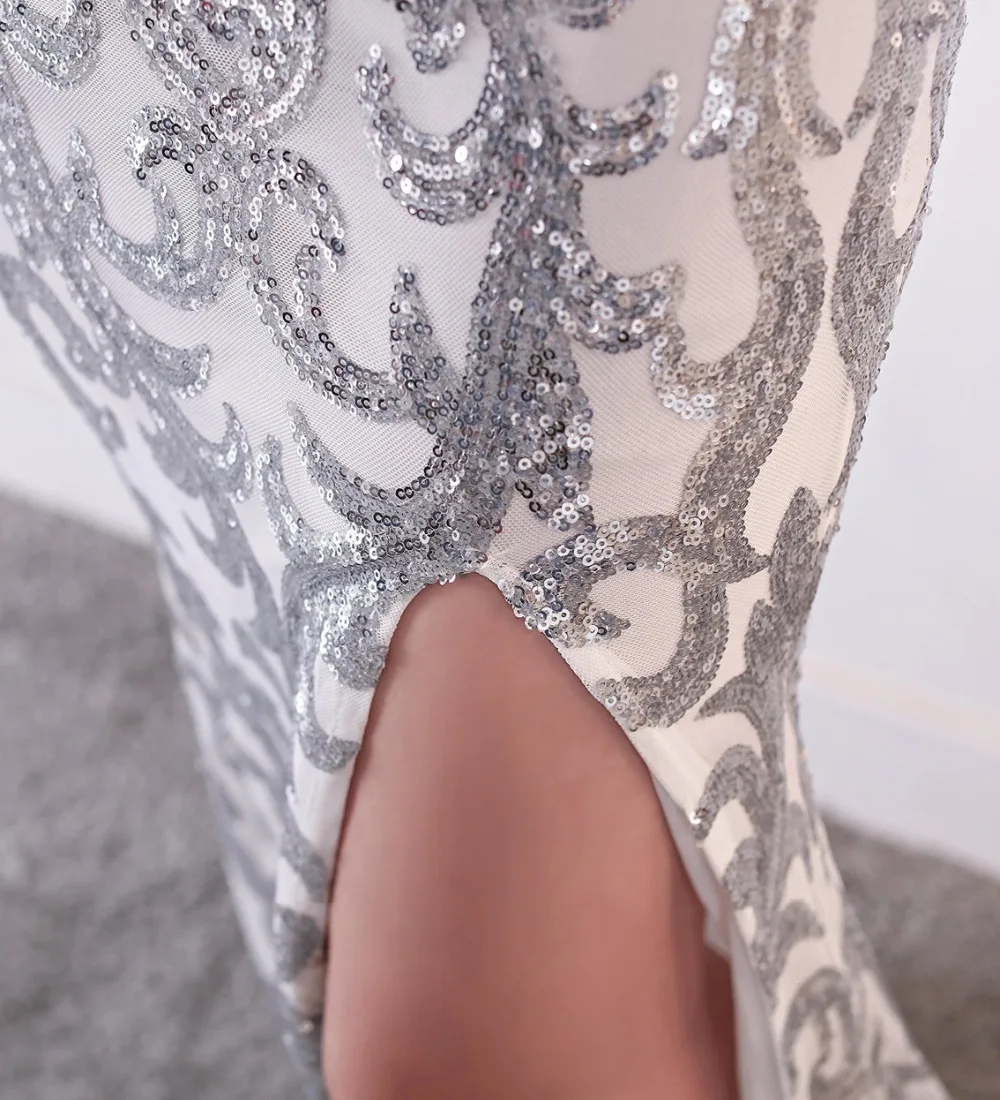 Solovedress блестящая ткань темно-синего цвета блесток Русалка вечернее платье с разрезом V шеи без рукавов блестящие вечерние платья vestido de fiesta SL-E91