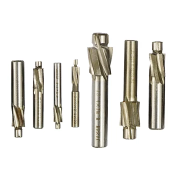 

7pcs HSS Countersink End Milling Cutter M3-M10 Punching Tool Straight Shank Router Bits End Mill For Machine