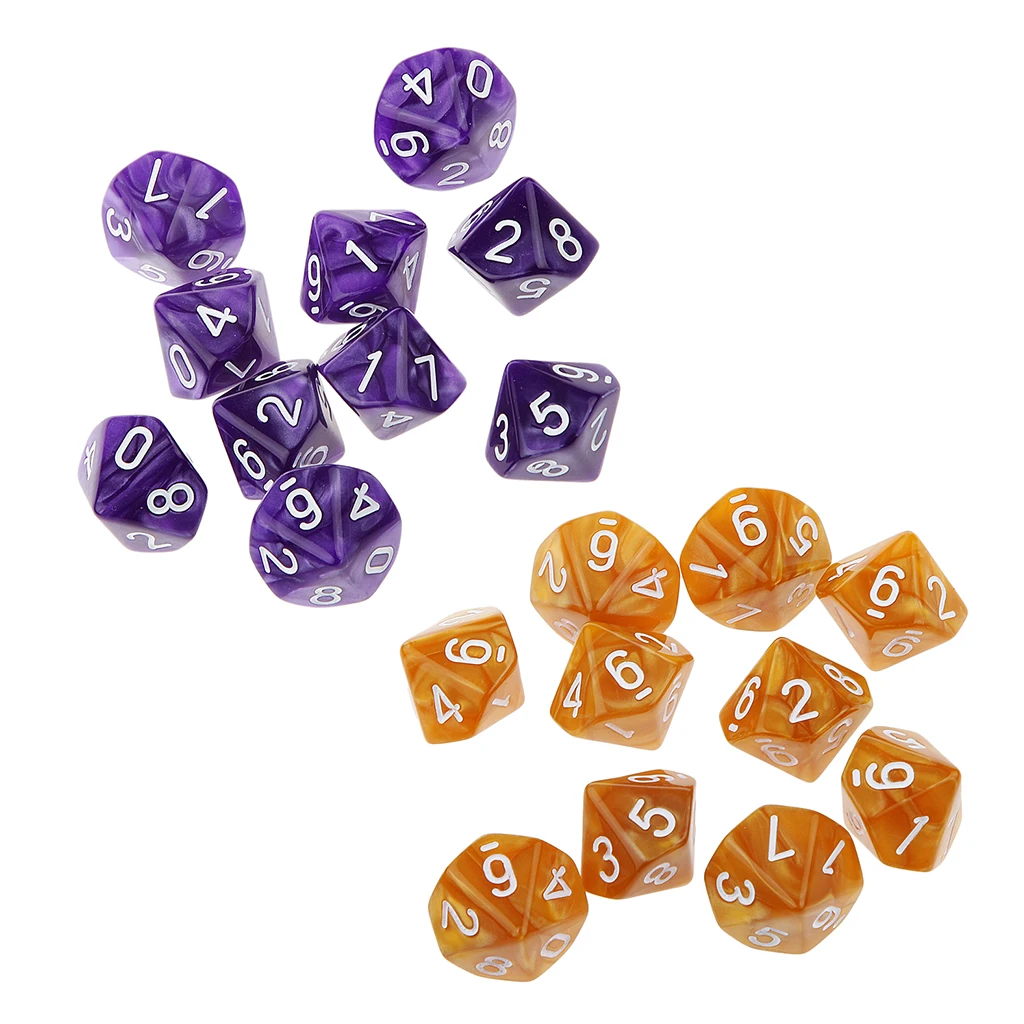 20pcs Ten Sided Number Print D10 Dice D&D Role Play Games Party Toy