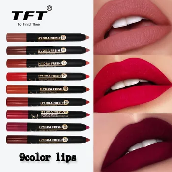

New Long Lasting Waterproof Lipstick Matte Ladies Long Lasting Lipstick Waterproof Matte Gloss Lip Liner Cosmetics 9 Color Y731