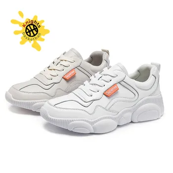 

Spring casual wild leather small white shoes comfortable flat bottom low help Clunky Sneaker