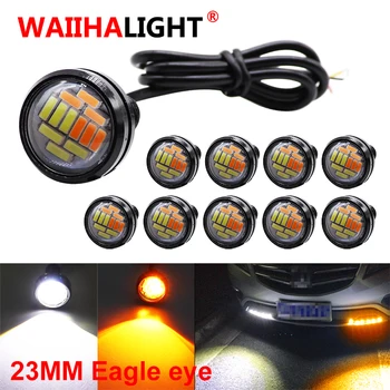 

10Pcs 23MM LED Car Eagle Eye DRL Light Dual Color Switchback 4014 Smd 12 Led Drl Eagle Eye Daytime Light Car Motor Turn Lights