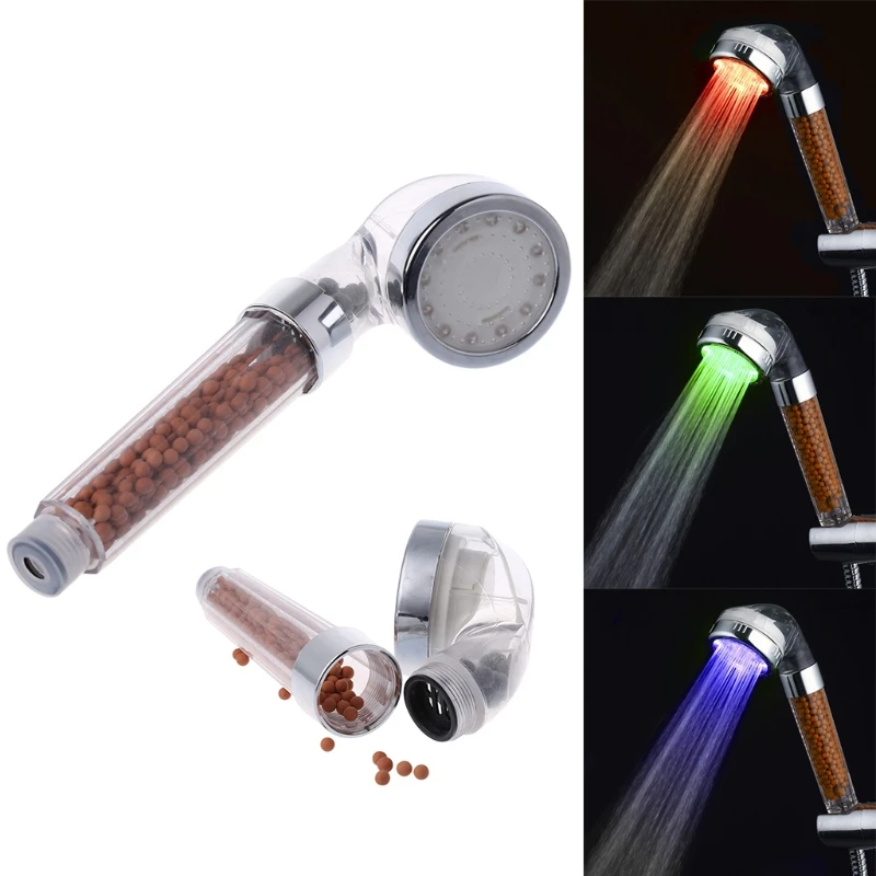 

SPA LED Shower Head Sprinkler Negative Ions Anion Temperature Sensor RGB Color Y1QB