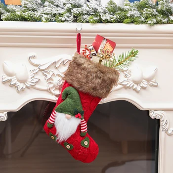 

New Years Christmas Stocking with Hanging Rope for Xmas Christmas Gift Socks Tree Ornament Christmas Decorations Hanging Gifts