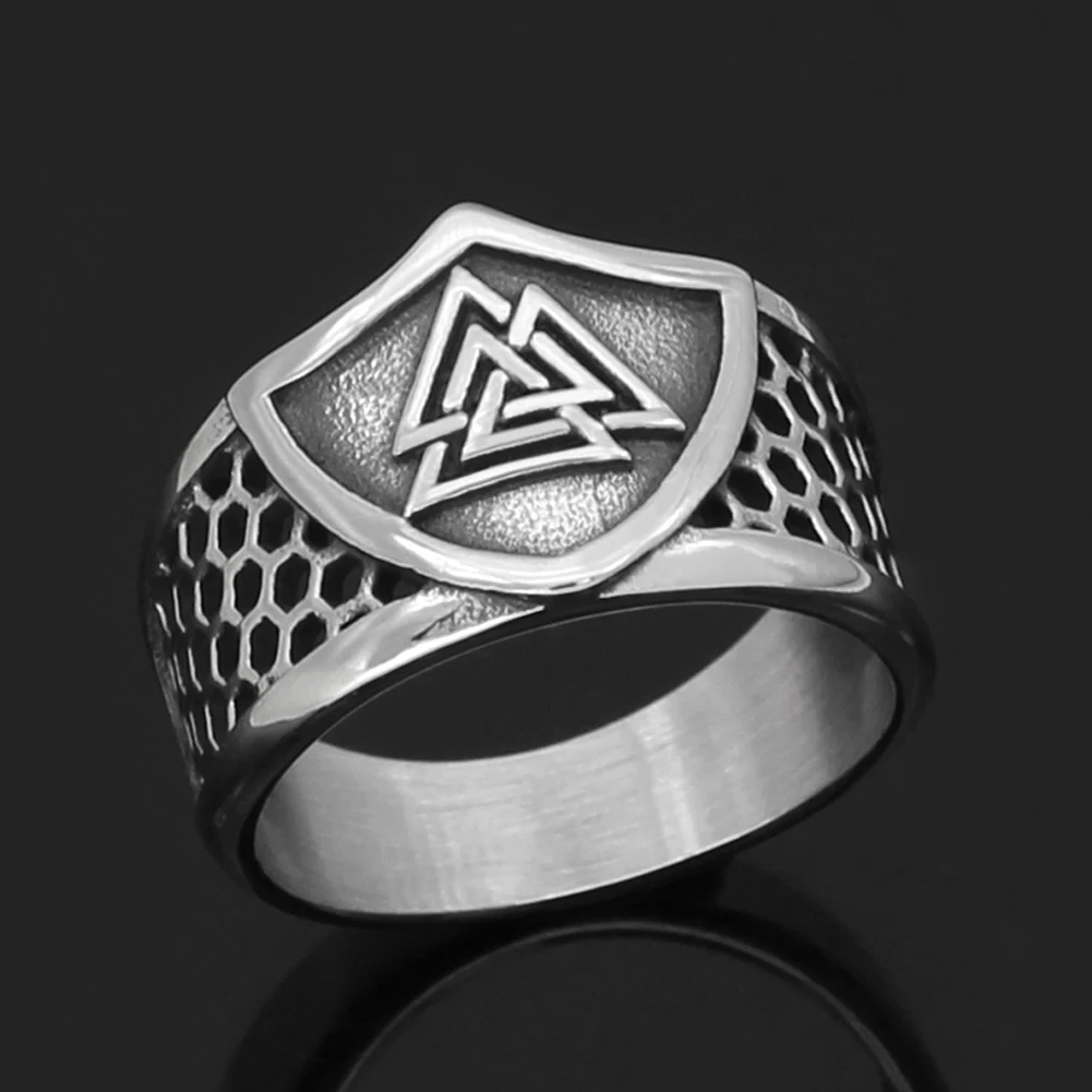 Скандинавский Викинг символ Одина valknut амулет кольцо из нержавеющей стали для