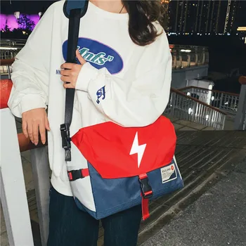 

Men's Messenger Bags Color Matching Lightning Diagonal Bag Casual Large Capacity Oxford Cloth Shoulder Crossbody Bag for Women