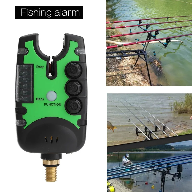 

LED Fishing Bite Alarm Water Resistant Adjustable Tone Volume Durable Lightweight Portable Fishing Alarm Indicator Carp Fishing