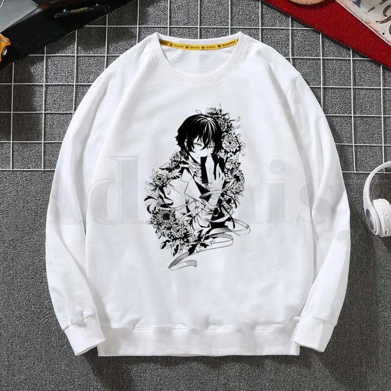 Bungou Stray Dogs Osamu Dazai Anime Hoodies Sweatshirt Print Trend Mens Clothes Hip-Hop Male Crewneck Hoodies Men Bungou Stray Dogs Osamu Dazai Anime Hoodies Sweatshirt Print Trend Mens Clothes Hip-Hop Male Crewneck Hoodies Men
