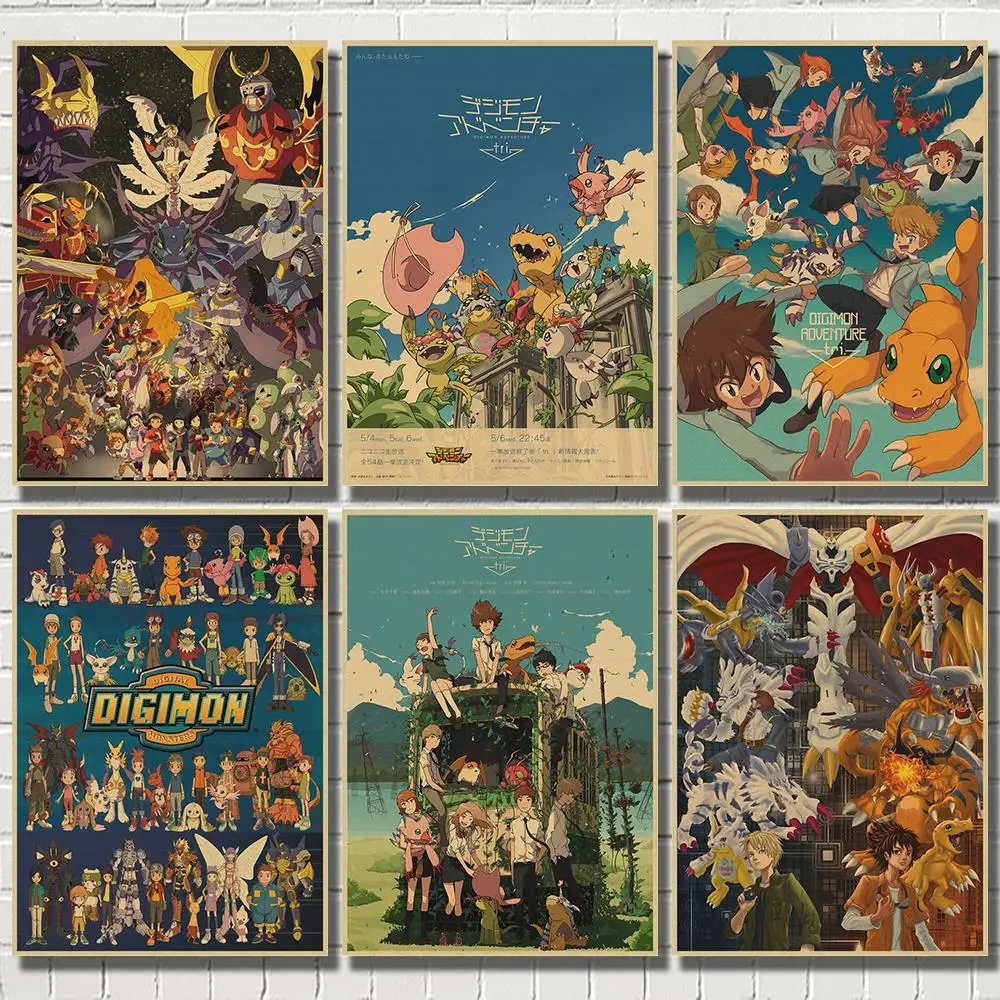 Digimon Классическая японская аниме настенная живопись печать крафт-бумага плакат