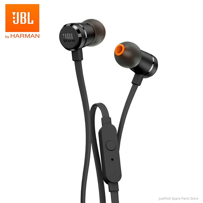 JBL T290 Wired Stereo Earphone Sport Pure Bass Headset TUNE 290 1 Button Remote Earbuds Hands free Call with Mic for Smartphones