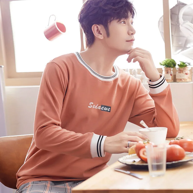 Aolamegs Men Pajamas Set Fashion Couple Sleepwear Soft Retro Plaid Print Comfortable Casual Style pajamas Male Homewear Autumn