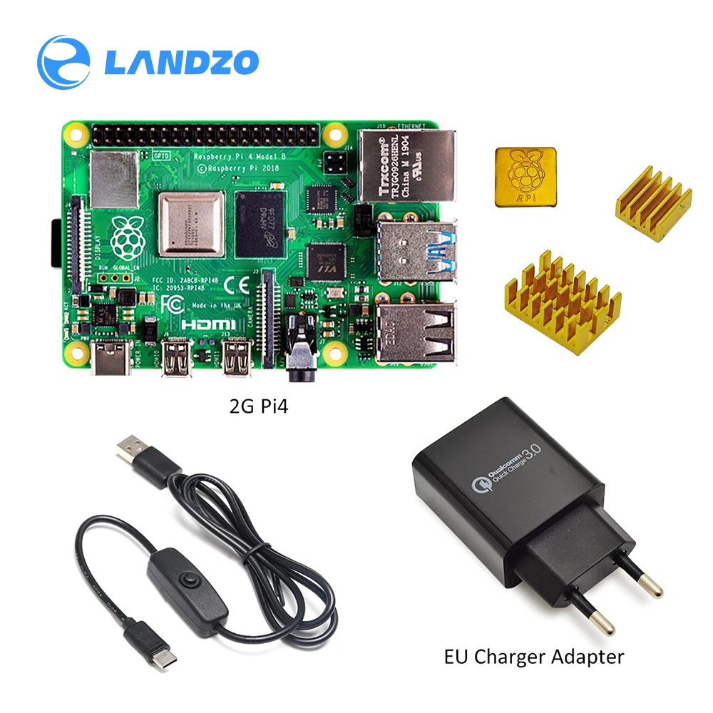  2019 new Original Raspberry Pi 4 Model B 2GB/4GB Starter Kit with power switch line EU/US Charger A