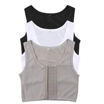 

Women Men Corset Underbust Trans Les Lesbian Tomboy Chest Binder Mesh Front Clasp Underwear Slim Fit Short Vest Crop Top