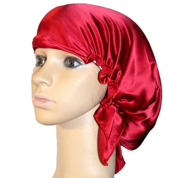

Women Sleeping Hat Bonnet Home Satin Adjustable Wrap Hair Care Night Cap Silk