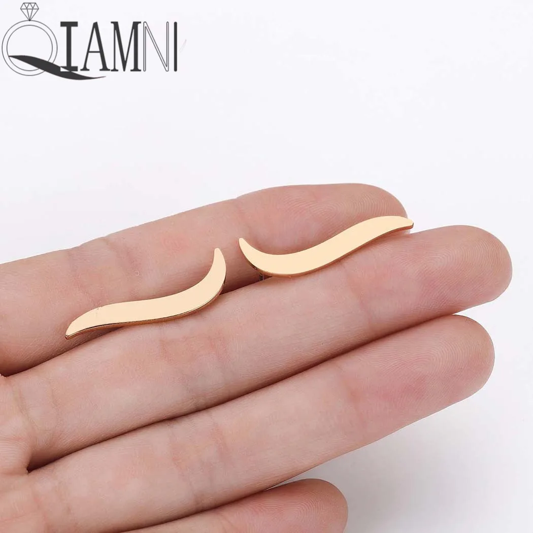 Серьги-гвоздики QIAMNI в форме бровей подарок на день рождения геометрический