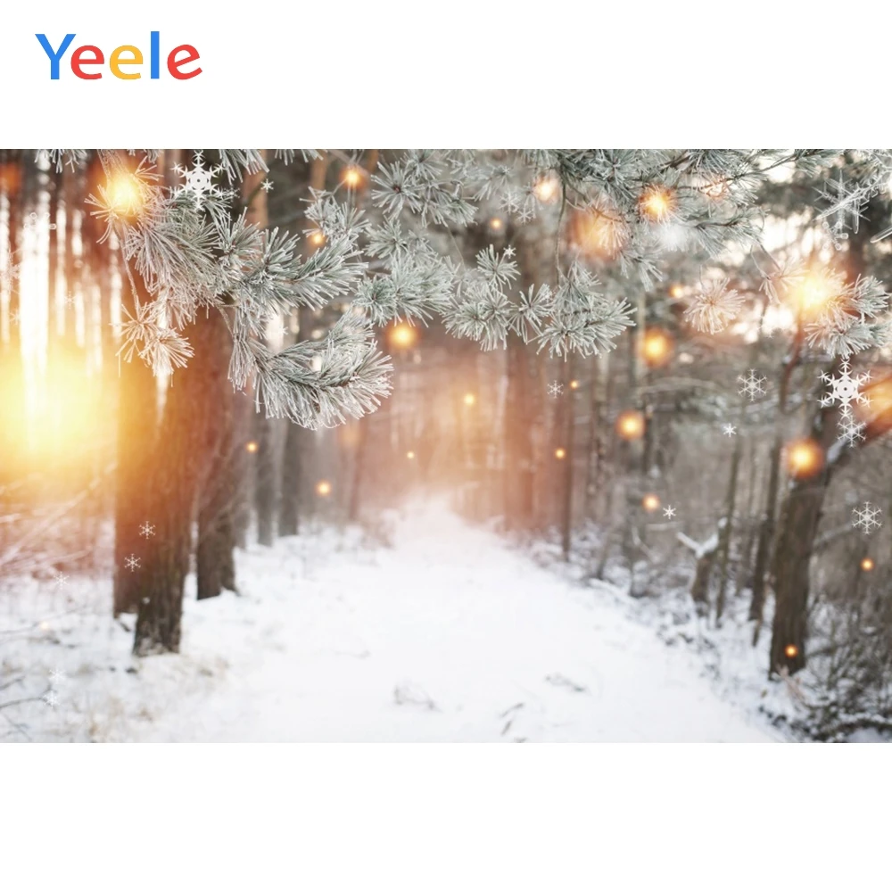 

Yeele Winter Photocall Bokeh Snow Forest Sunshine Photography Backdrops Personalized Photographic Backgrounds For Photo Studio