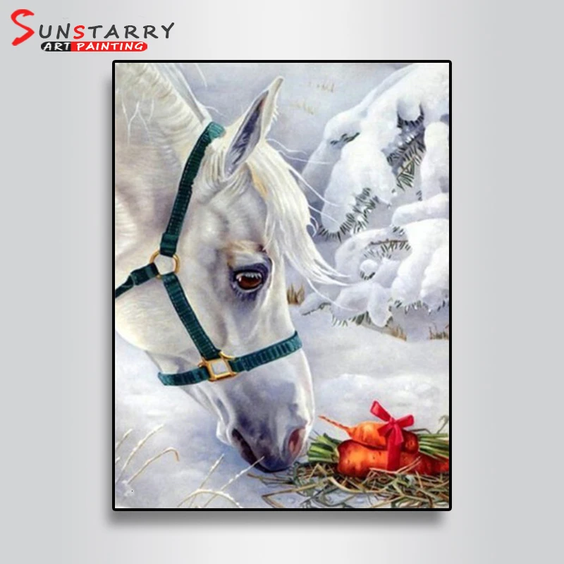 Sunstarry Full Square/Round Diamond Painting Horse DIY Embroidery Animal Kits Handmade Needlework Rhinestone Mosaic Home Decor - Цвет: A1990