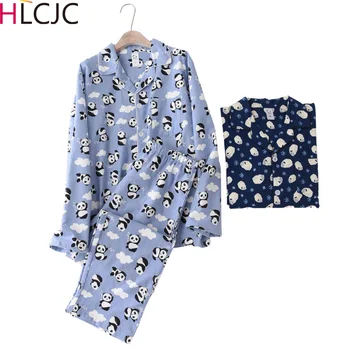 

New Cute Panda 100% Cotton Pyjamas Women Pajamas Sets Couple Winter Long Sleeve Sleepwear Femme Lounge Pijama Mujer Men Pajamas