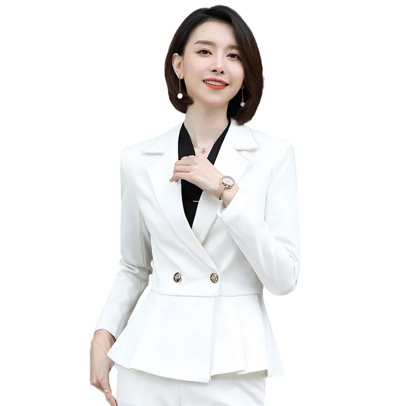 

Outerwear and Skirt Two-piece Suit with Large Size Fall and Winter Professional Suit Fashion White Suit Workwear