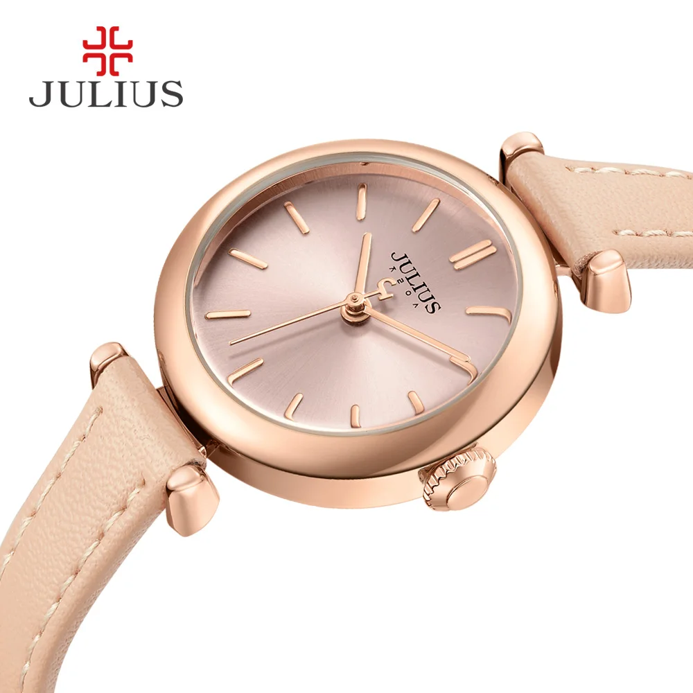 JULIUS Einfachheit frauen Kleid Uhr Klassische Lederband Uhren Schlanke Damen Japan Quartz Movt High-End Luxus Reloj JA-1018