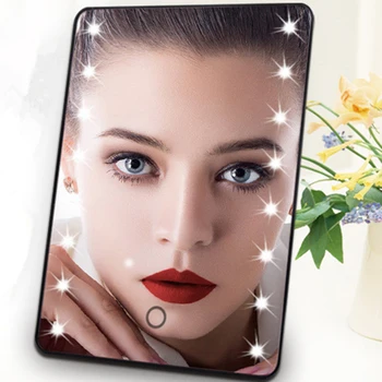 

Makeup Mirror with 16 LEDs Cosmetic Mirror with Touch Dimmer Switch Battery Operated Stand for Tabletop Bathroom Travel