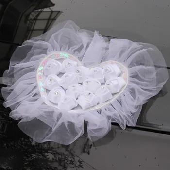 

Hot Sale White Pearl Silk Yarn Ribbon Bow Tie Flower For Holiday Wedding Party Bridal Car Chair Back Valentine's Day Decoration