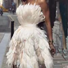 MYYBLE Sexy Strapless Off the Shoulder Sleeveless Feather Mini Length Short Prom Dresses Party Gown ► Photo 2/6