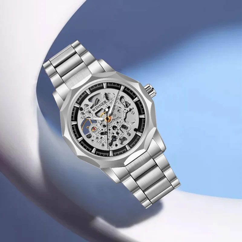 Высокое качество победитель часы для мужчин Скелет автоматические механические часы прохладный скелет мужские часы s часы в стиле панк светящиеся стрелки часы