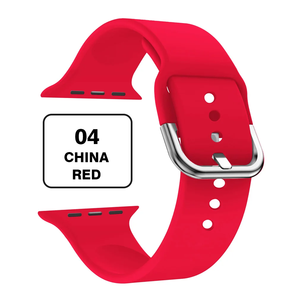 Band for Apple Watch 4 40mm 44mm Soft Silicone Sport Breathable Bracelet Strap for iWatch Series 5 4 3 2 1 correa 38mm 42mm - Цвет ремешка: Grand Red