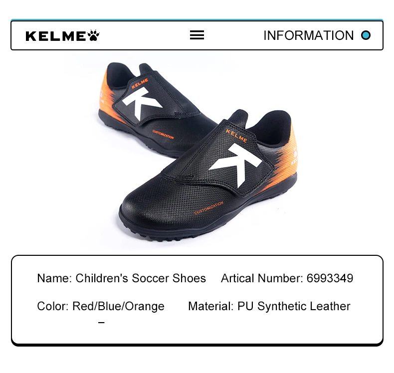 KELME/Детские футбольные бутсы; мужские и женские кроссовки; футбольная обувь; детская спортивная обувь на липучке; 6993349