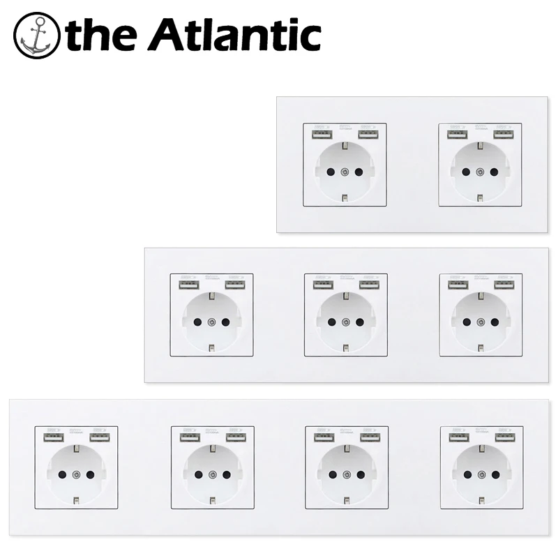 Atlectric европейская вилка розетка двойной usb зарядный порт домашняя настенная розетка двойная Тройная четырехъярусная электрическая розетка переходник usb,разетка с usb для дома,розетки