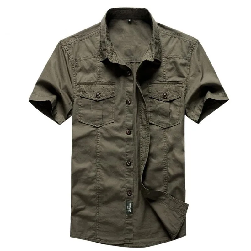 Günstig Plus Größe 3XL 4XL Männer Shirts 100% Baumwolle Cargo Casual Armee Military Kurzarm Nian JEEP Sommer Weiche Atmungsaktive Männer der Hemd