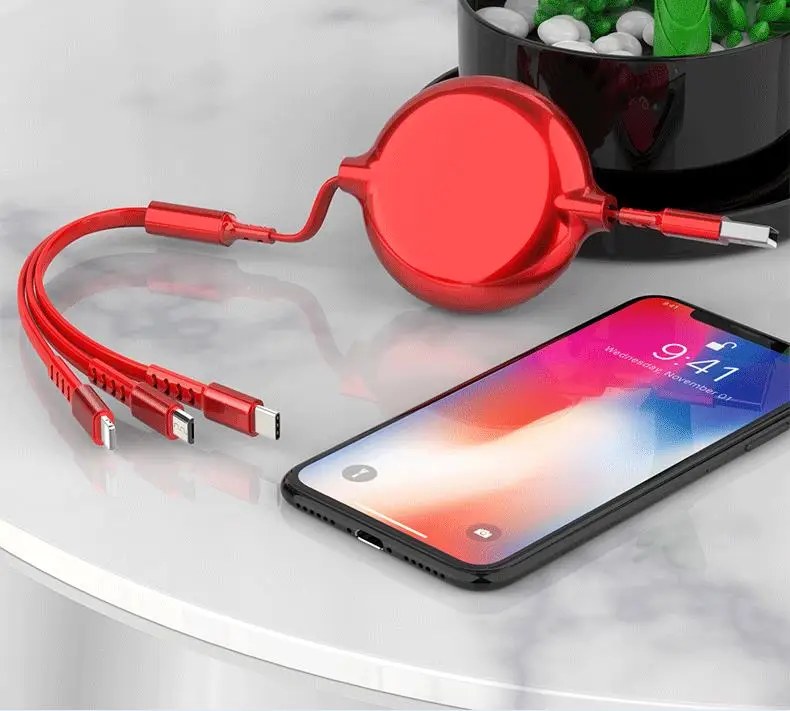 3 в 1 Выдвижной USB кабель для iPhone с микро-Тип usb C 8-ми штифтовый кабель 3.5A кабель для быстрой зарядки для huawei Xiaomi 3in1 2in1 кабель