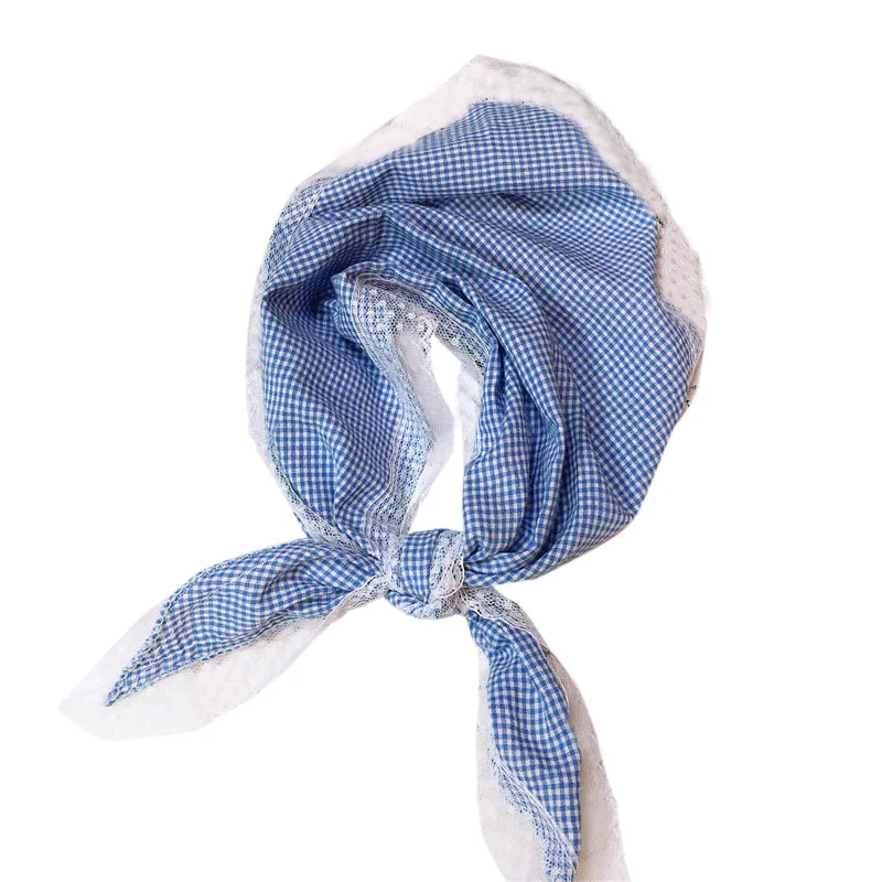 Детский шарф для девочек, модный кружевной клетчатый шарф с принтом, Тонкий удобный шейный платок для осени и зимы