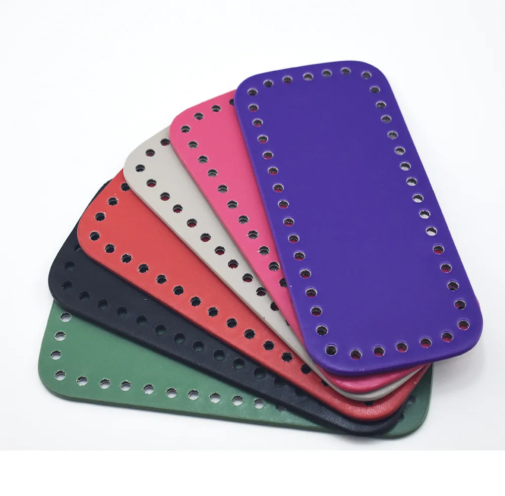 

Bottom For Knitting Bag PU Patent Leather Bag Accessories Rectangle Bottom With Holes Diy Crochet Bag Bottom
