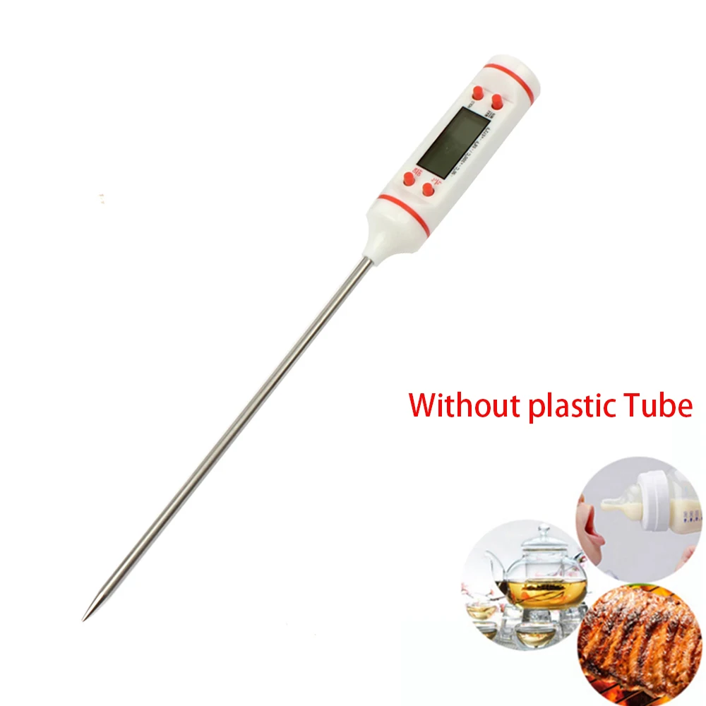Without plastic tube Термометр для мяса, кухонный электронный зонд для приготовления пищи, электронные цифровые инструменты для приготовления барбекю, инструменты для приготовления мяса, духовки для молока, кухонные - Цвет: Without plastic tube