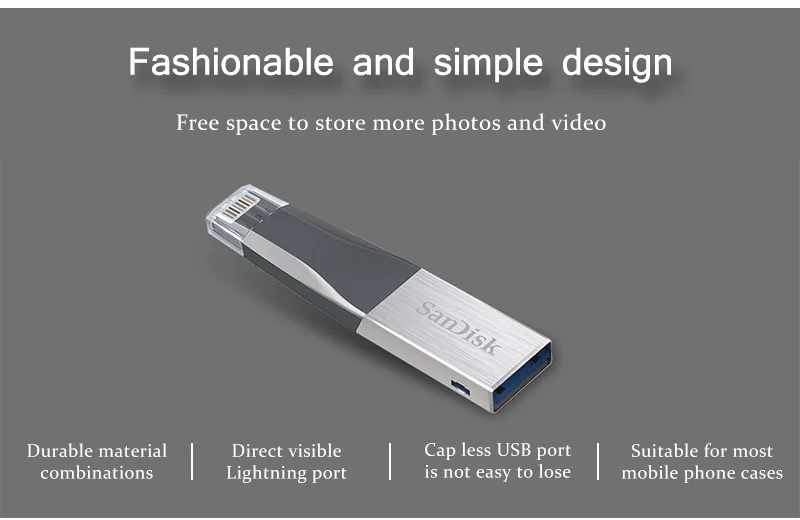 SanDisk iXpand Мини OTG Флешка 64 Гб 128 ГБ 256 ГБ флэш-диск с Lightning USB 3,0 двойной порт Макс 90 МБ/с./с карта памяти для iPad