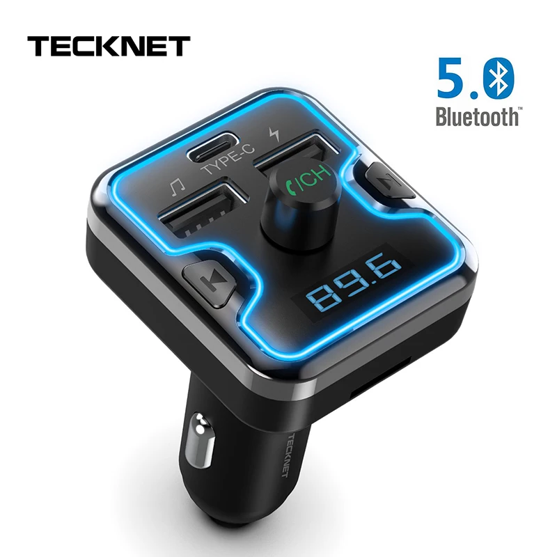 TeckNet Bluetooth 5 0 fm-передатчик В/а двойной USB автомобильное зарядное устройство