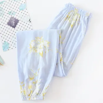 

Spring&summer Cotton Pajamas Women's Close Pants Lounge Buttoms Loose Home Panties Young Lady Printed Flower Casual Sleepwear