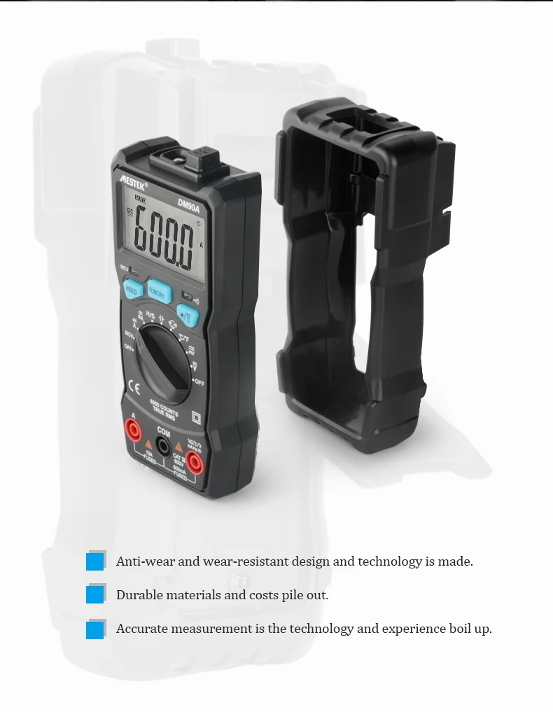 MESTEK DM90A NCV Цифровой мультиметр 6000 отсчетов Автоматический диапазон AC/DC Напряжение Ток Ом метр амперметр задний светильник большой экран