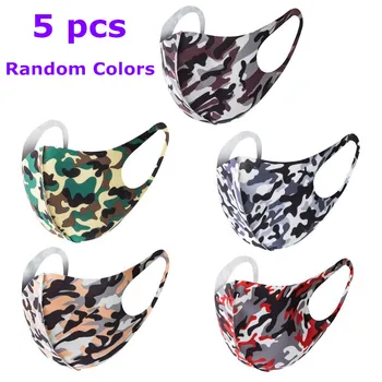 

5Pcs Washable Reusable Mouth Face Masks Camouflage Color Sponge Mask Anti Cold Mask Anti-dust Mask Adult Color Random